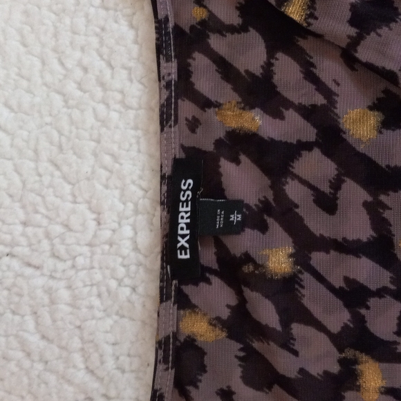 NWOT Express Metallic Leopard Print Peplum Top, Size Medium - Picture 2 of 6